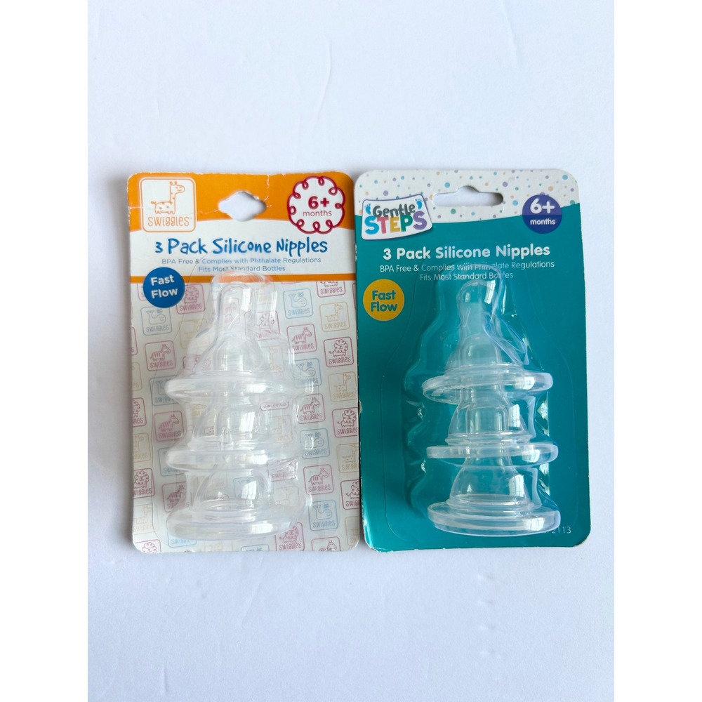 Swiggles Gentle Steps 3 Pack Silicone Nipples Fast Flow 6+ Months BPA Free 2 Pk
